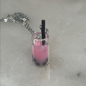 Charming Pink Bubble Tea Necklace